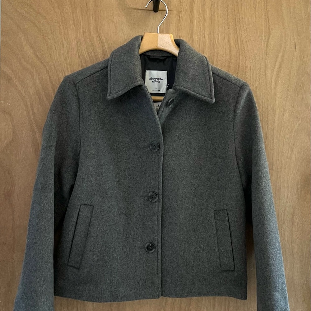 NWT Abercrombie & Fitch Gray Wool Blend Pea Coat